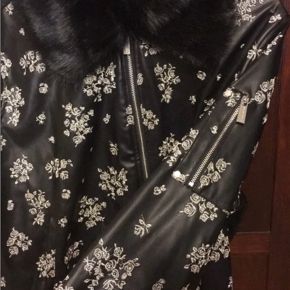 Michael Michael Kors Embroidered Faux-Fur-Trim Bomber Jacket - Picture 6 of 8